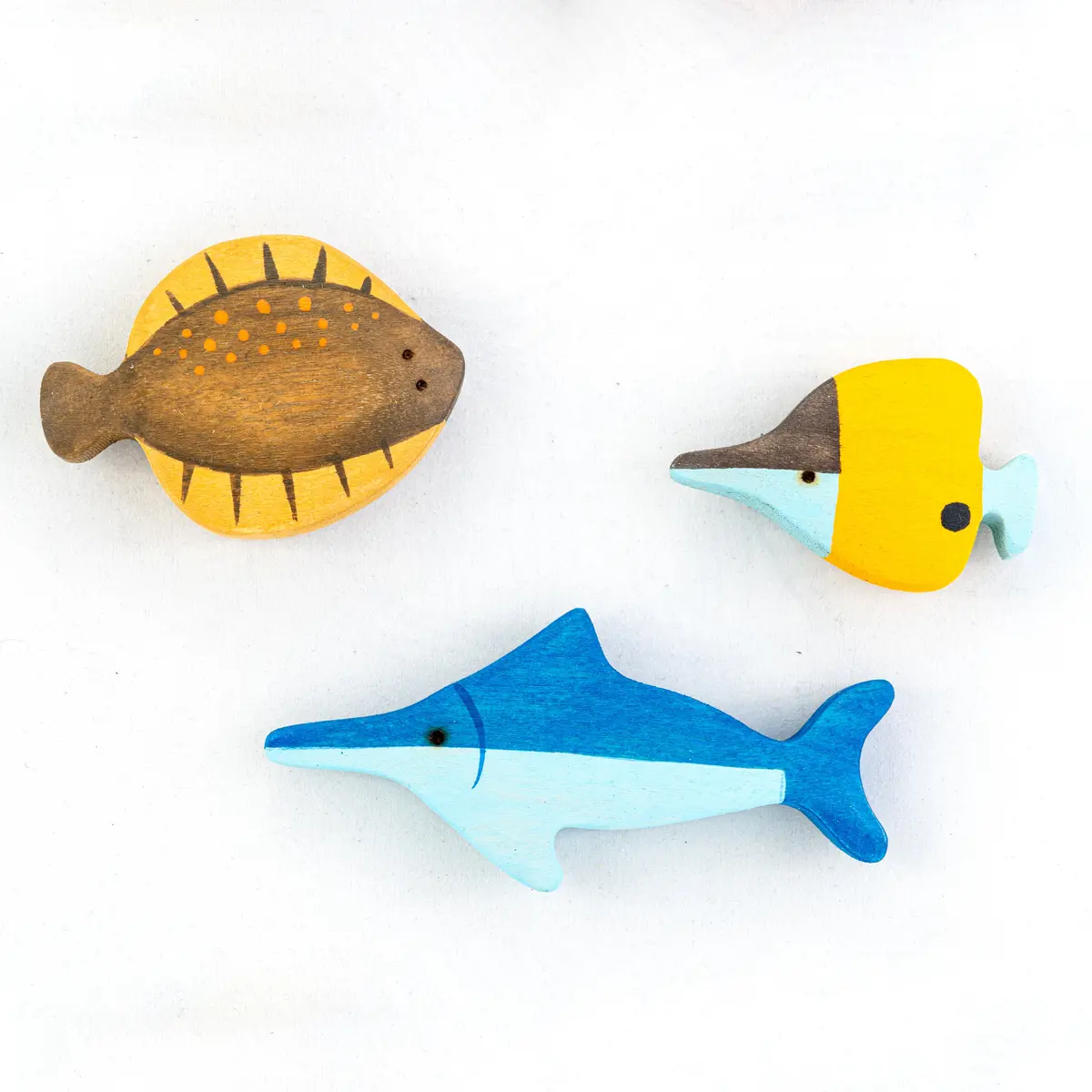 Poppybabyco Wooden Fish Figurines Toys- 11 Pieces 2