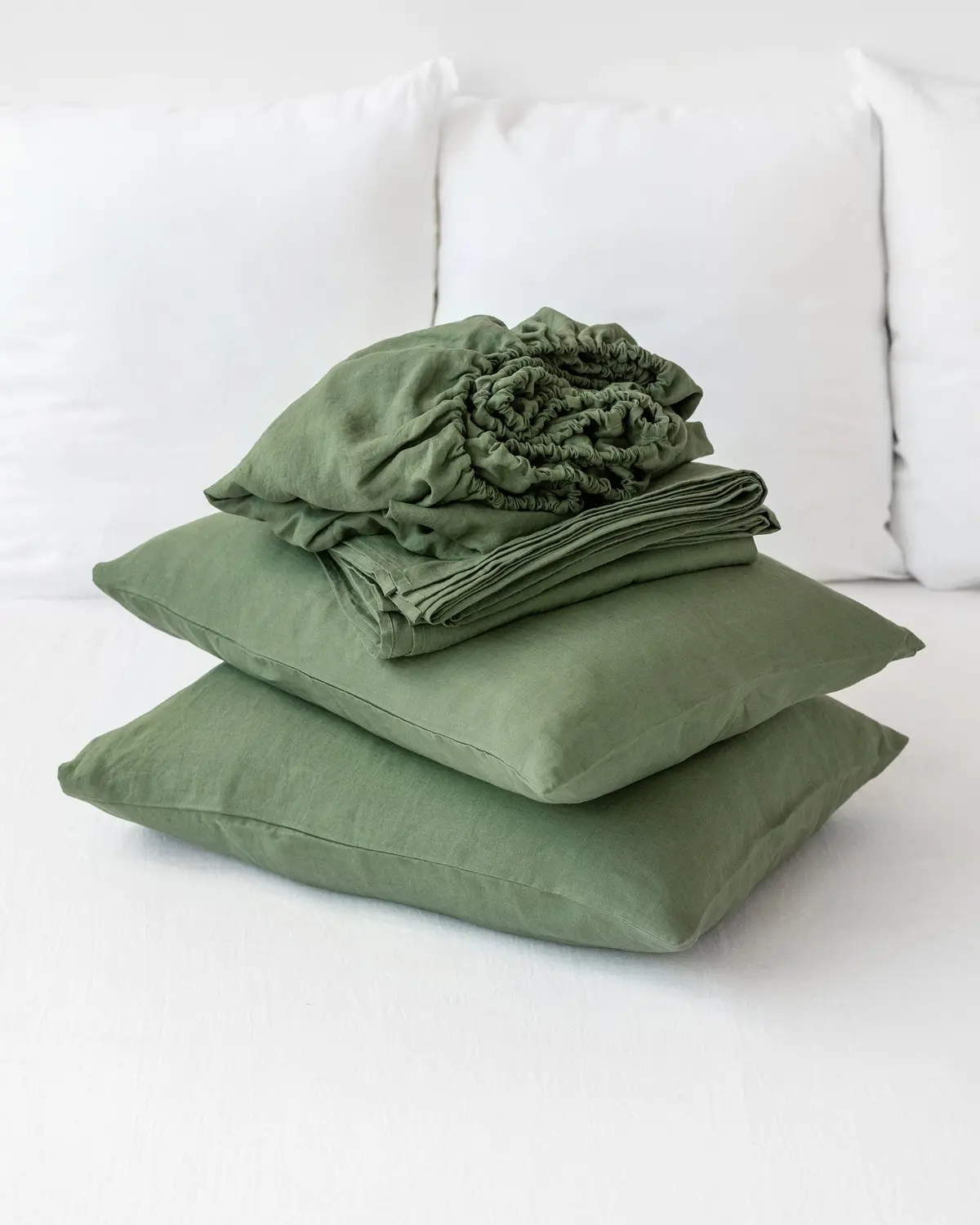 Magiclinen Forest Green Linen Sheet Set (4 Pcs) 1