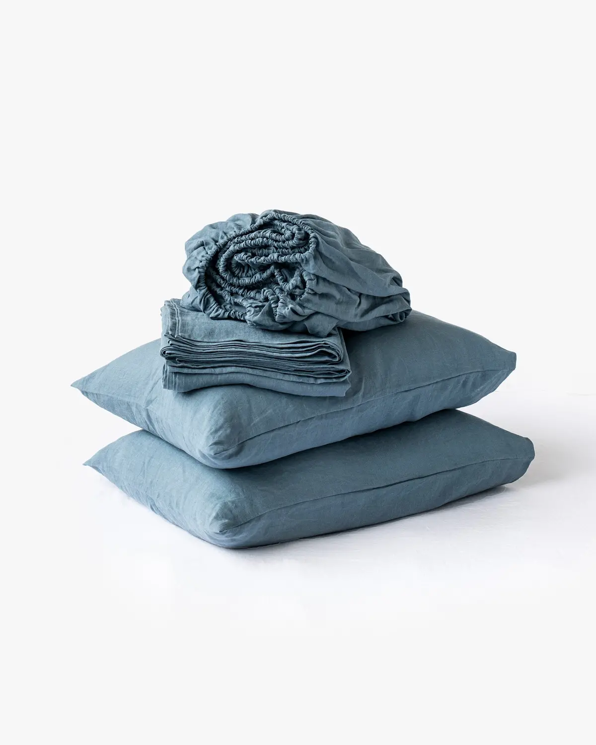 Magiclinen Gray Blue Linen Sheet Set (4 Pcs) 1