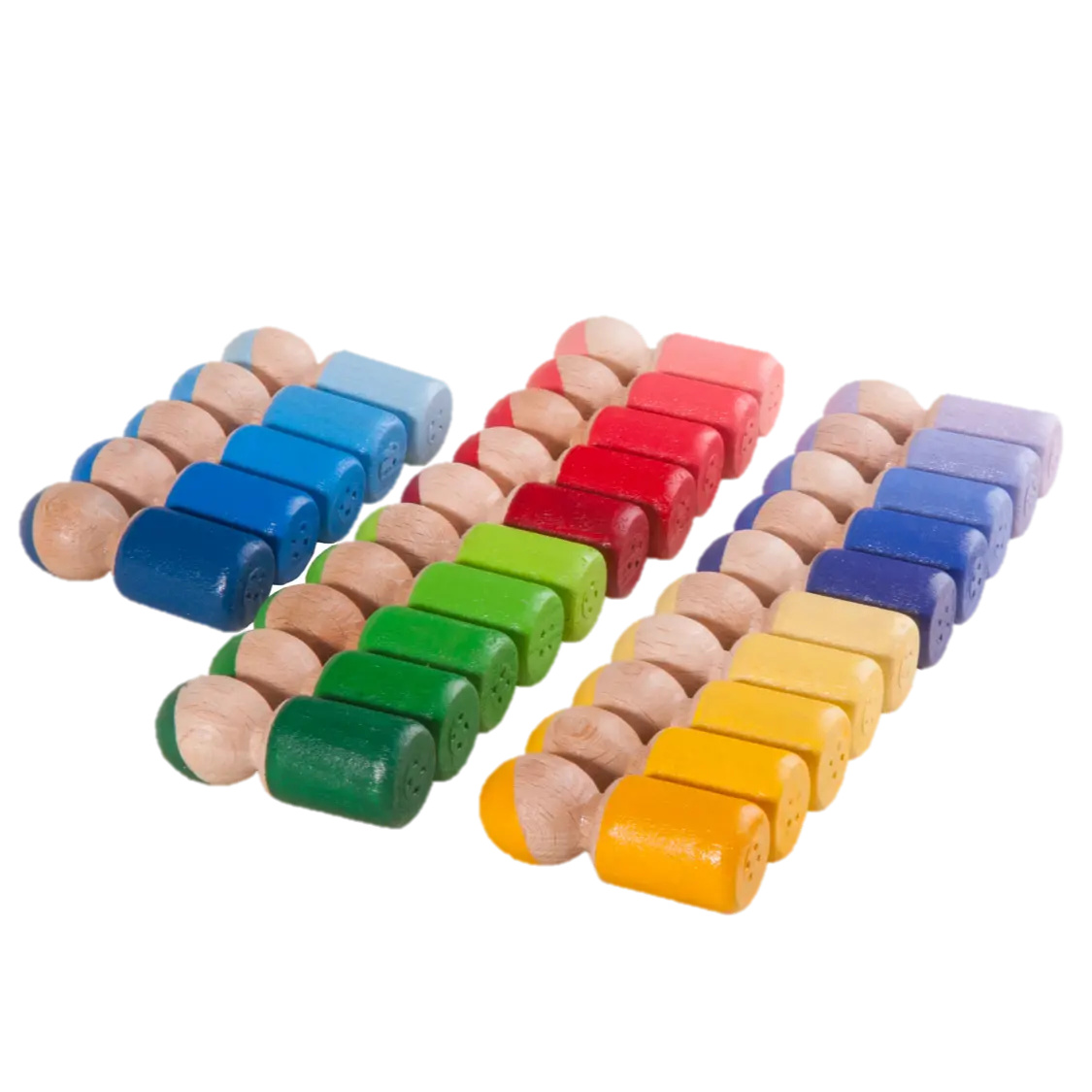Poppybabyco Montessori Color Sorting Wooden Toy Peg Dolls In Barrels - Set Of 25 2