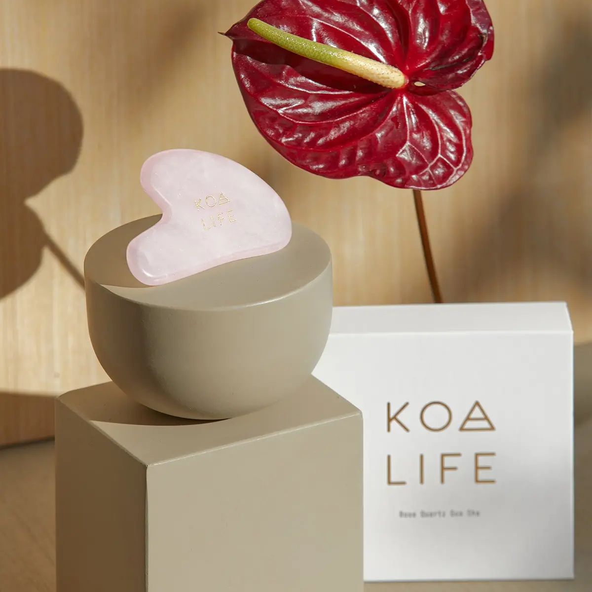 Koa Life Gua Sha | Natural Rose Quartz Stone 1