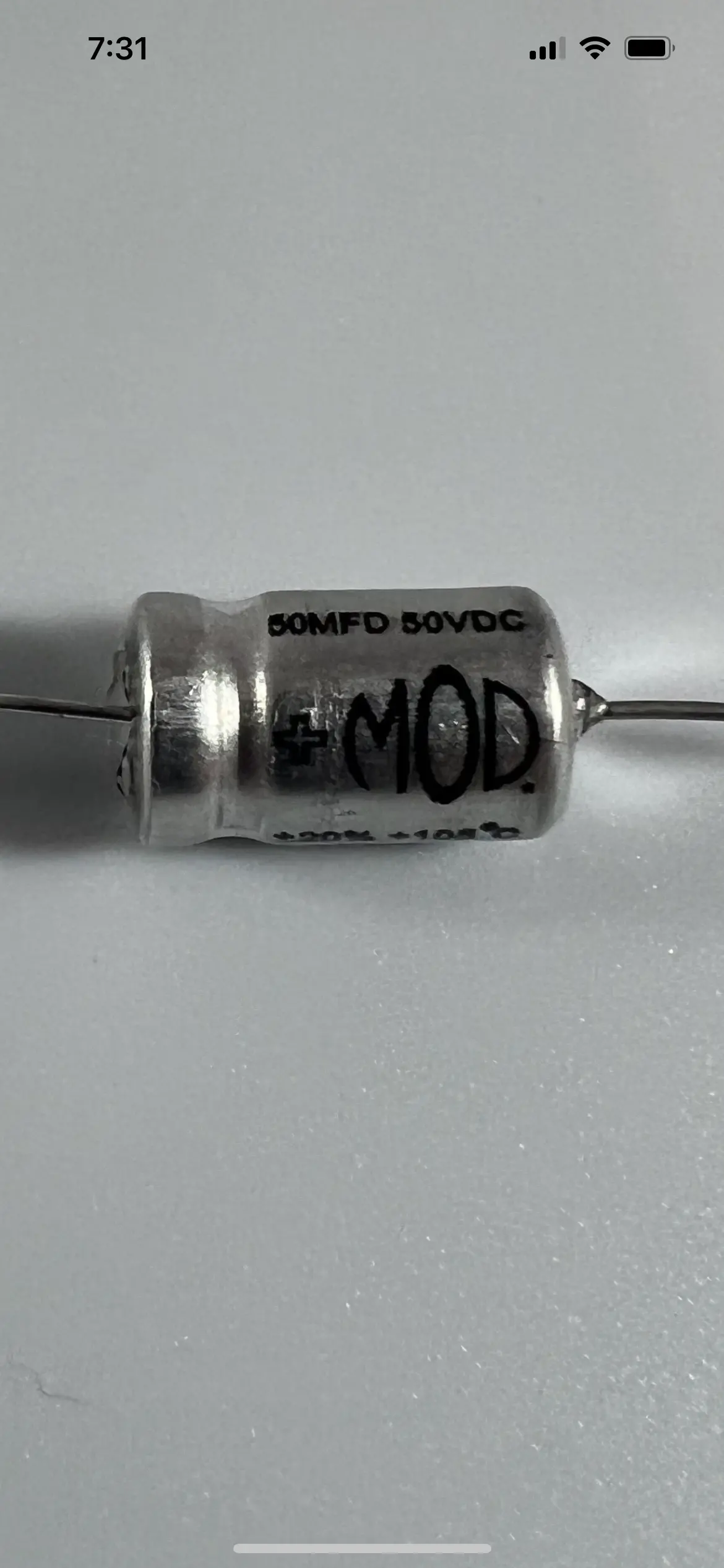 Capacitor - Mod Electronics - Aluminum Electrolytic 50Uf @ 50V 105C Axial Lead - Capacitor 1