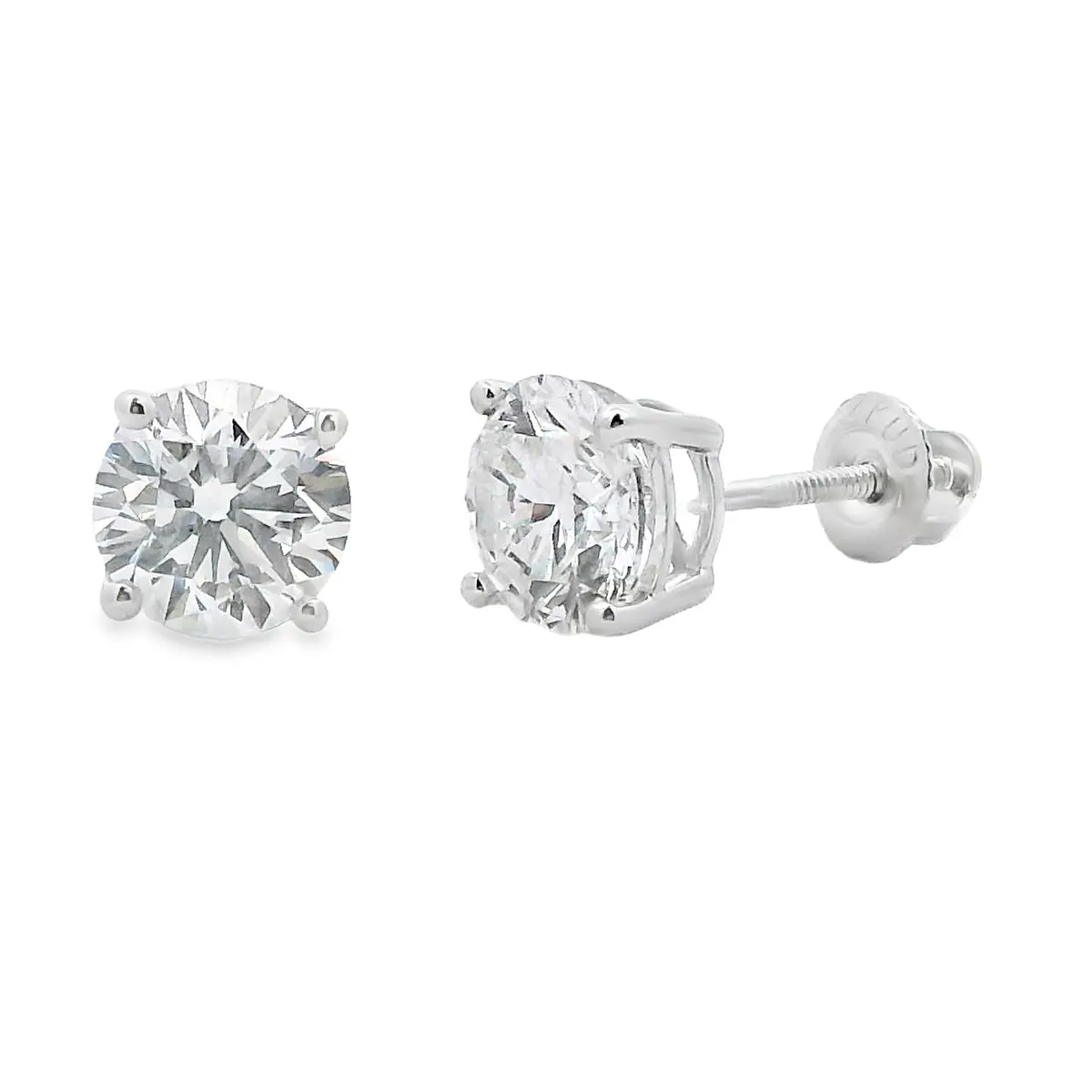 2.00Ct Lab Grown Diamond Stud Earrings 14Kt White Gold 1