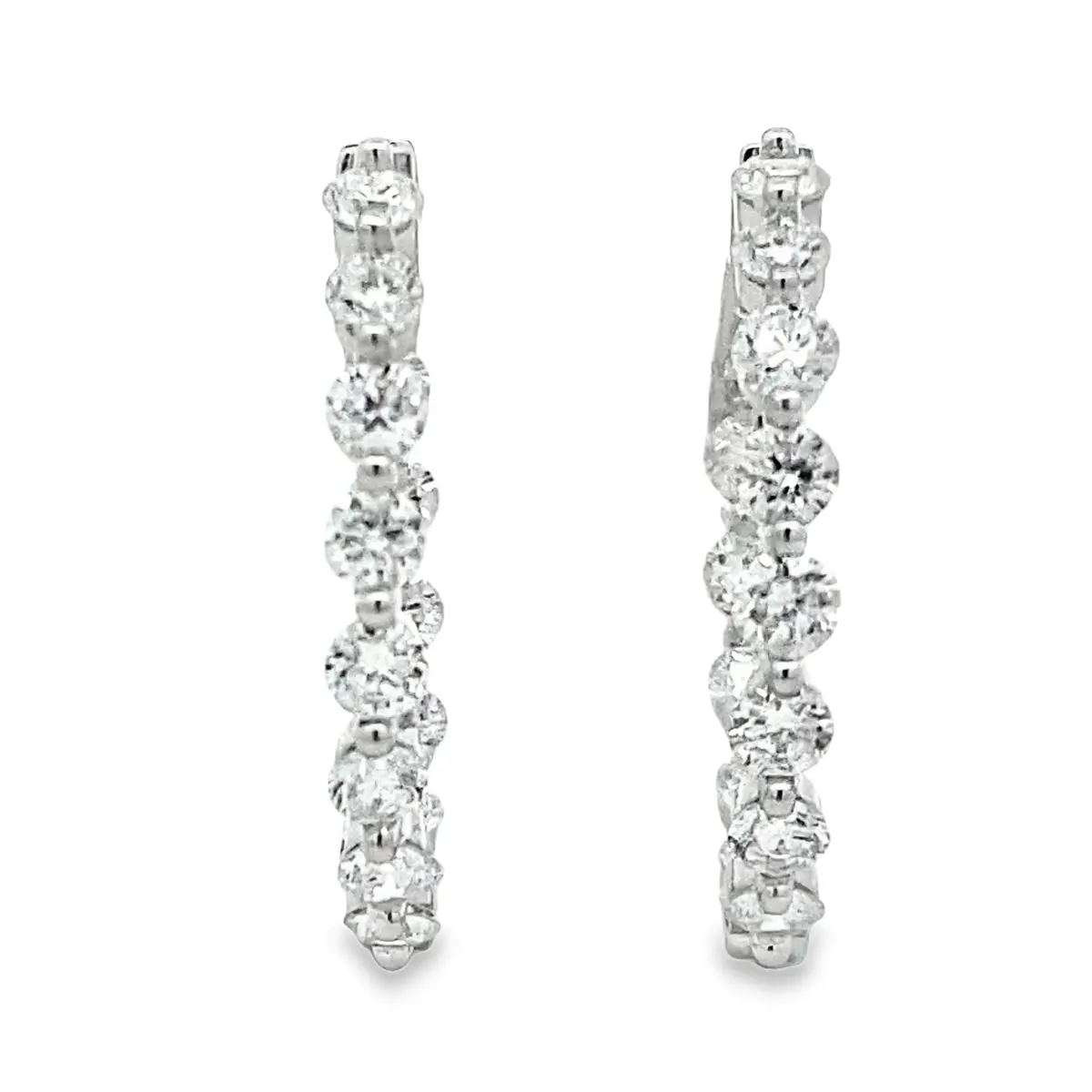 3.10Ct Lab Grown Diamond Hoop Earrings Sterling Silver 1