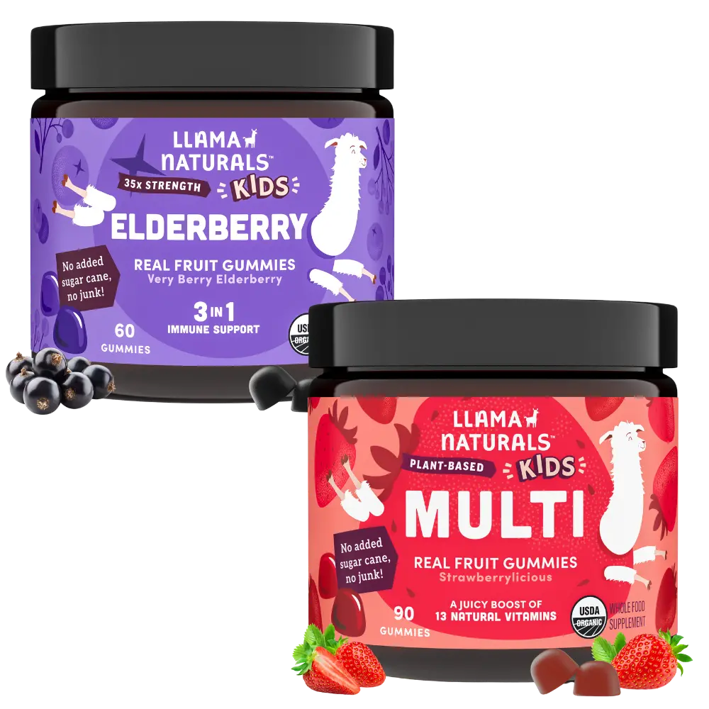 Llama Naturals Kids Offense + Defense Bundle – Multi + Elderberry Gummies 1