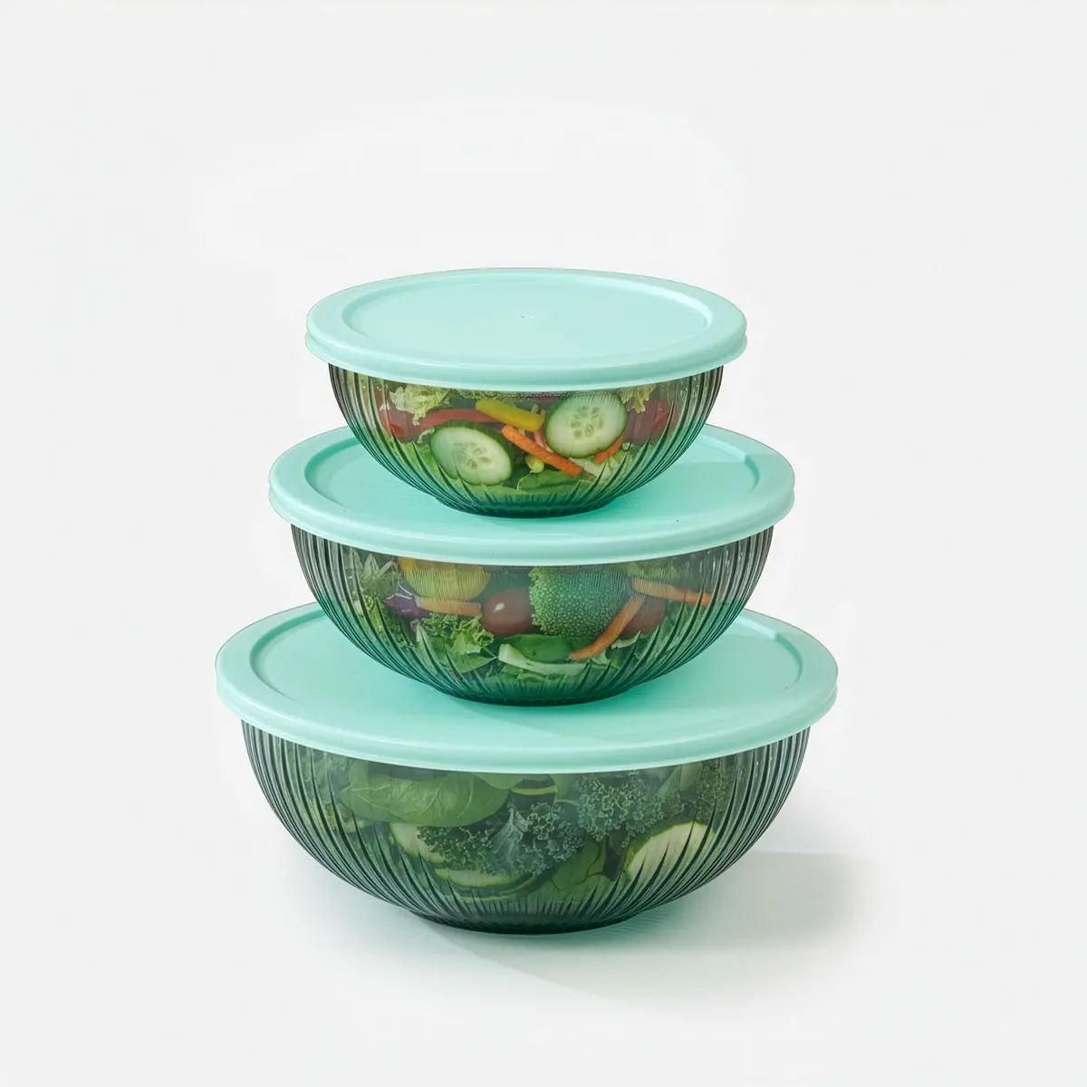 Genicook Borosilicate Glass Mixing Bowl Set - Diamond Blue 1