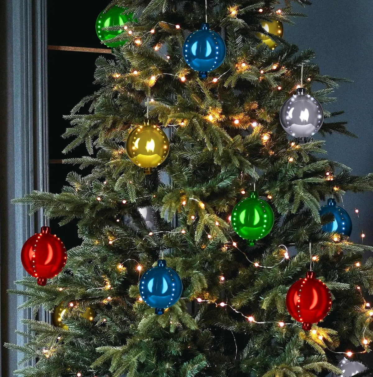 4" Round Led Snowfall Hanging Ornament Decoration 1