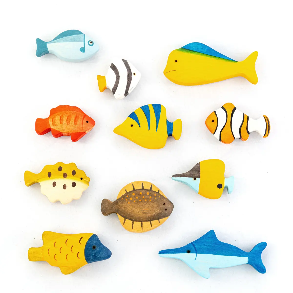 Poppybabyco Wooden Fish Figurines Toys- 11 Pieces 1