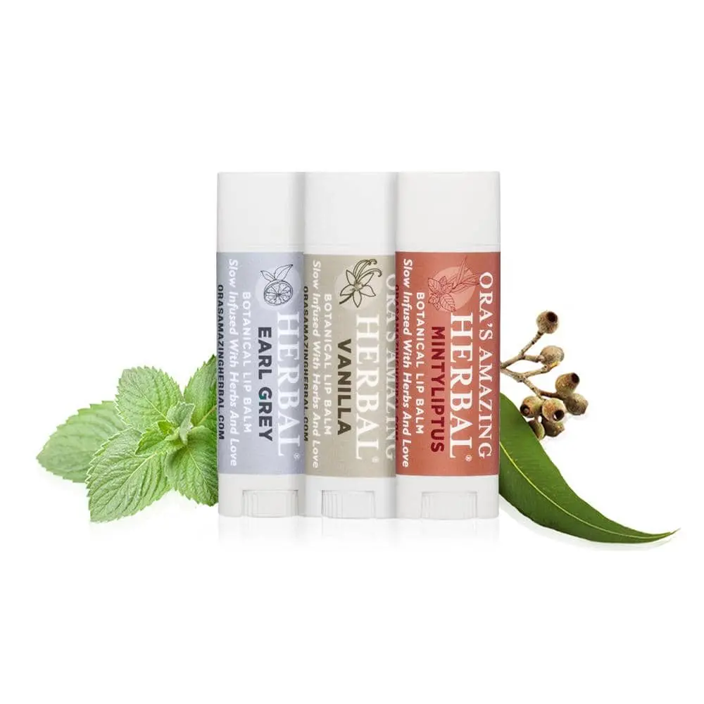 Ora's Amazing Herbal Natural Lip Balm 3 Pack, Vanilla, Earl Grey, Mintyliptus 1