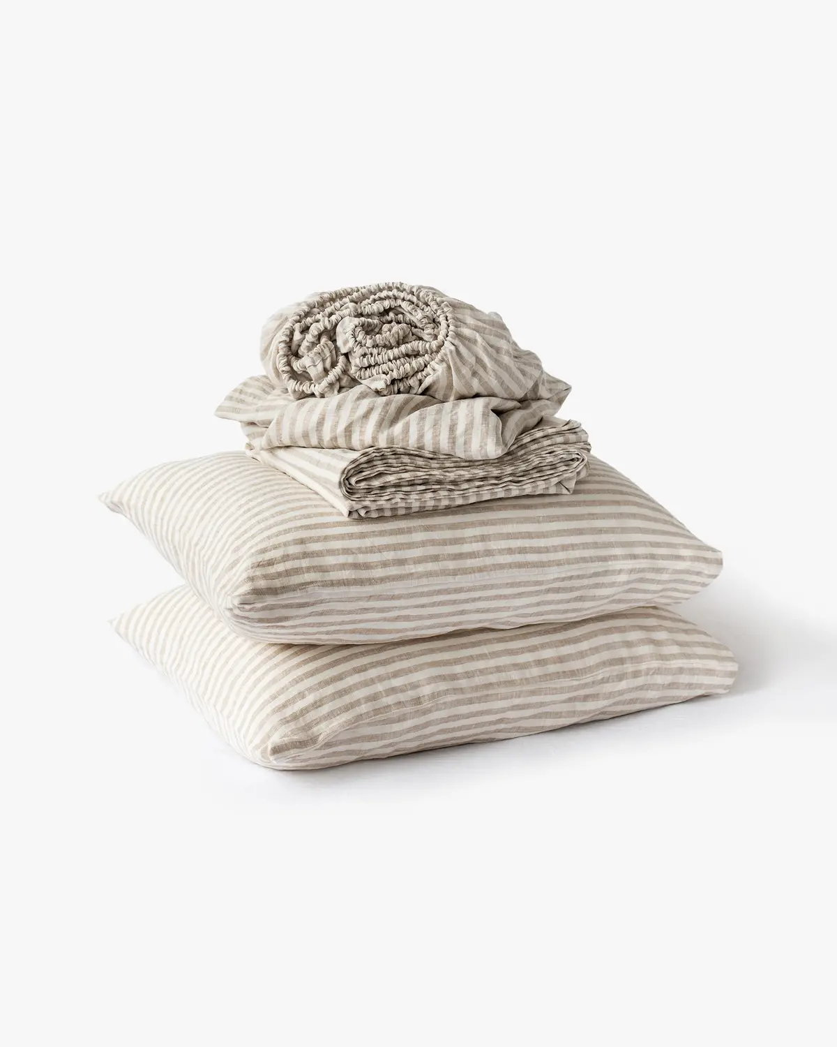 Magiclinen Striped In Natural Linen Sheet Set (4 Pcs) 1