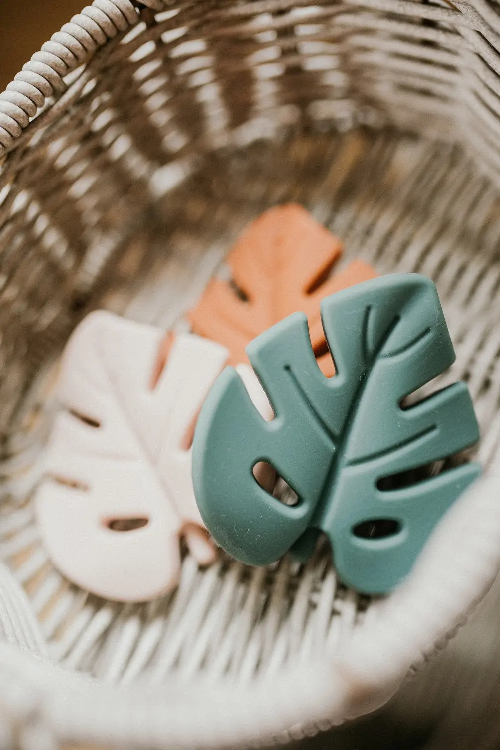 Three Hearts Monstera Silicone Teether 1