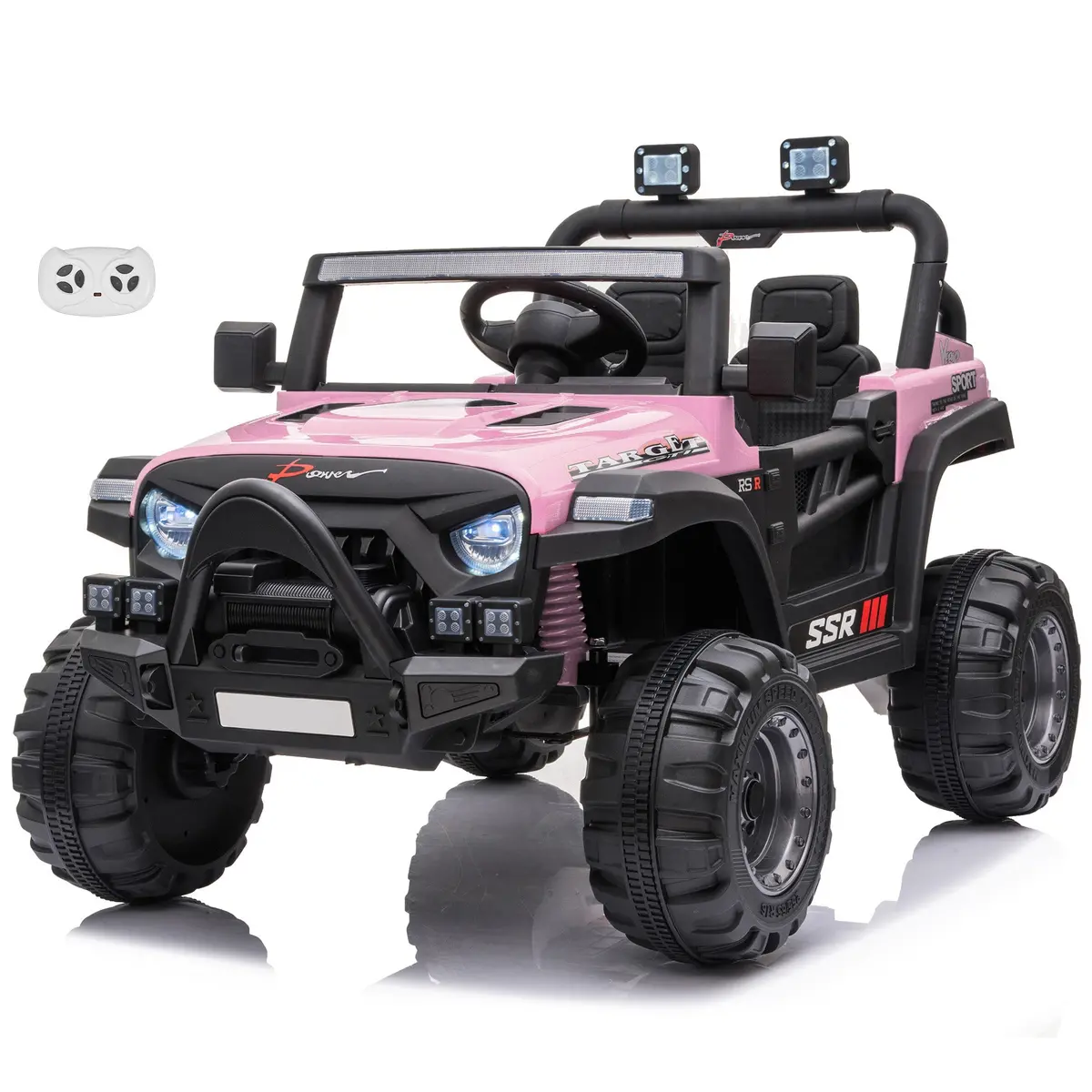 Jeep With Angry Face Grill 12V Kids Ride On Car Toy With Open Doors, Realistic Lights And Remote Control 5