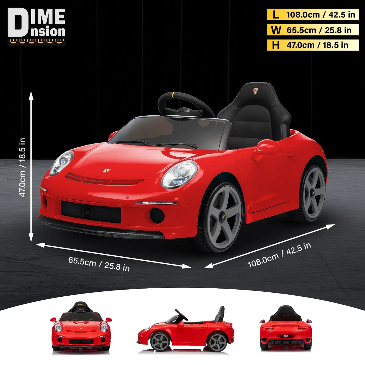 Licensed Porsche Ruf 911 Ride-On Car – 24V Electric Vehicle With Remote & Led 3