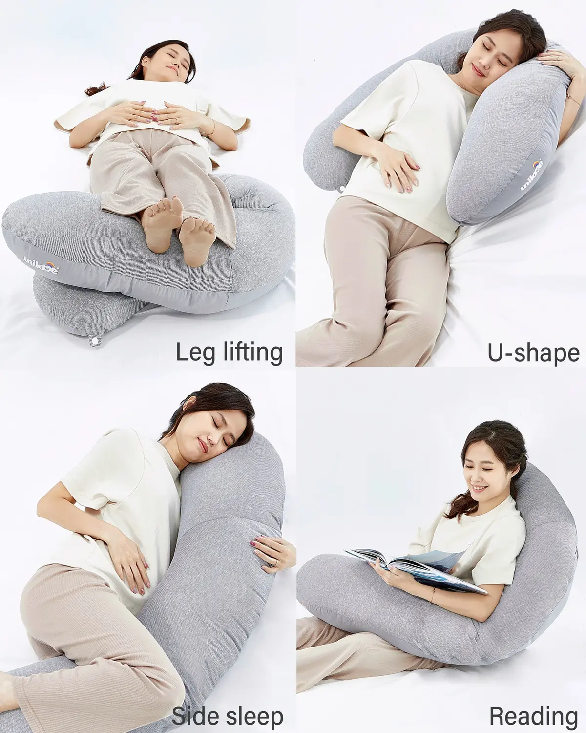 Unilove Hopo 7-In-1 Pregnancy & Nursing Pillow, C-Shape - Oreiller De Corps, Support For Back, Hips, Legs, Belly 2