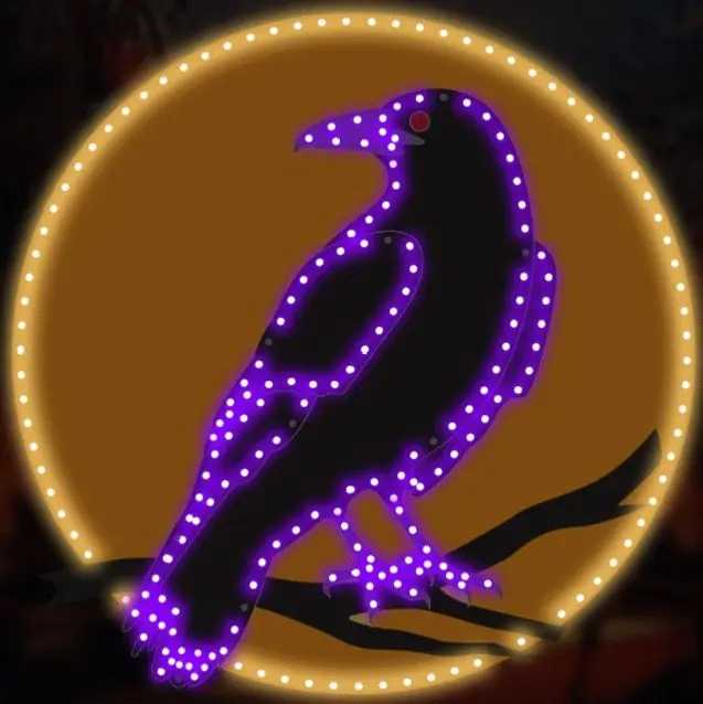16" Hi-Vibrant Led Raven & Moon Halloween Decoration 1