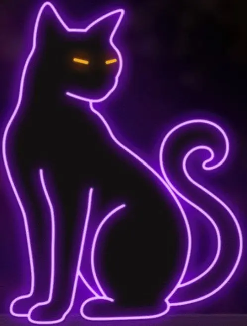 18" Purple & Yellow Led Cat Decoration 1