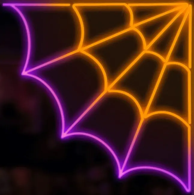 18" Orange & Purple Led Spider Web Decoration 1