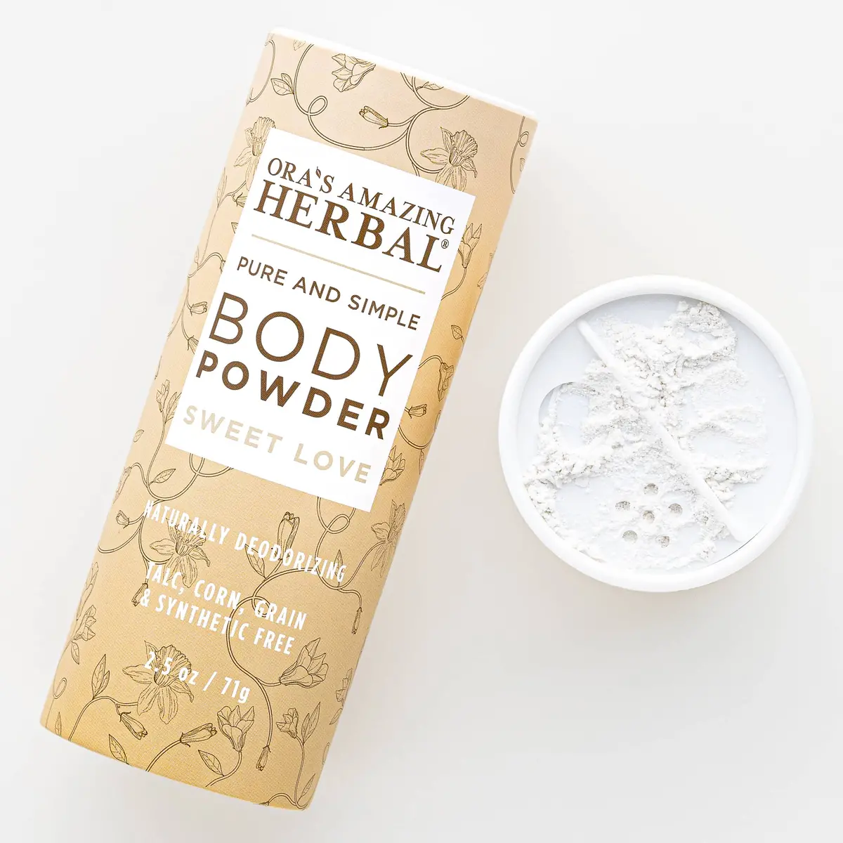 Ora's Amazing Herbal Talc Free Body Powder, Sweet Love Vanilla 1