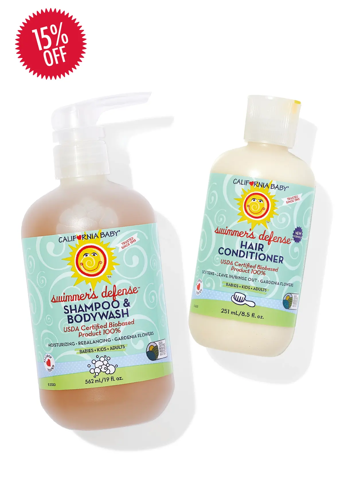 California Baby Swimmer's Defense™ Shampoo + Conditioner Bundle 1
