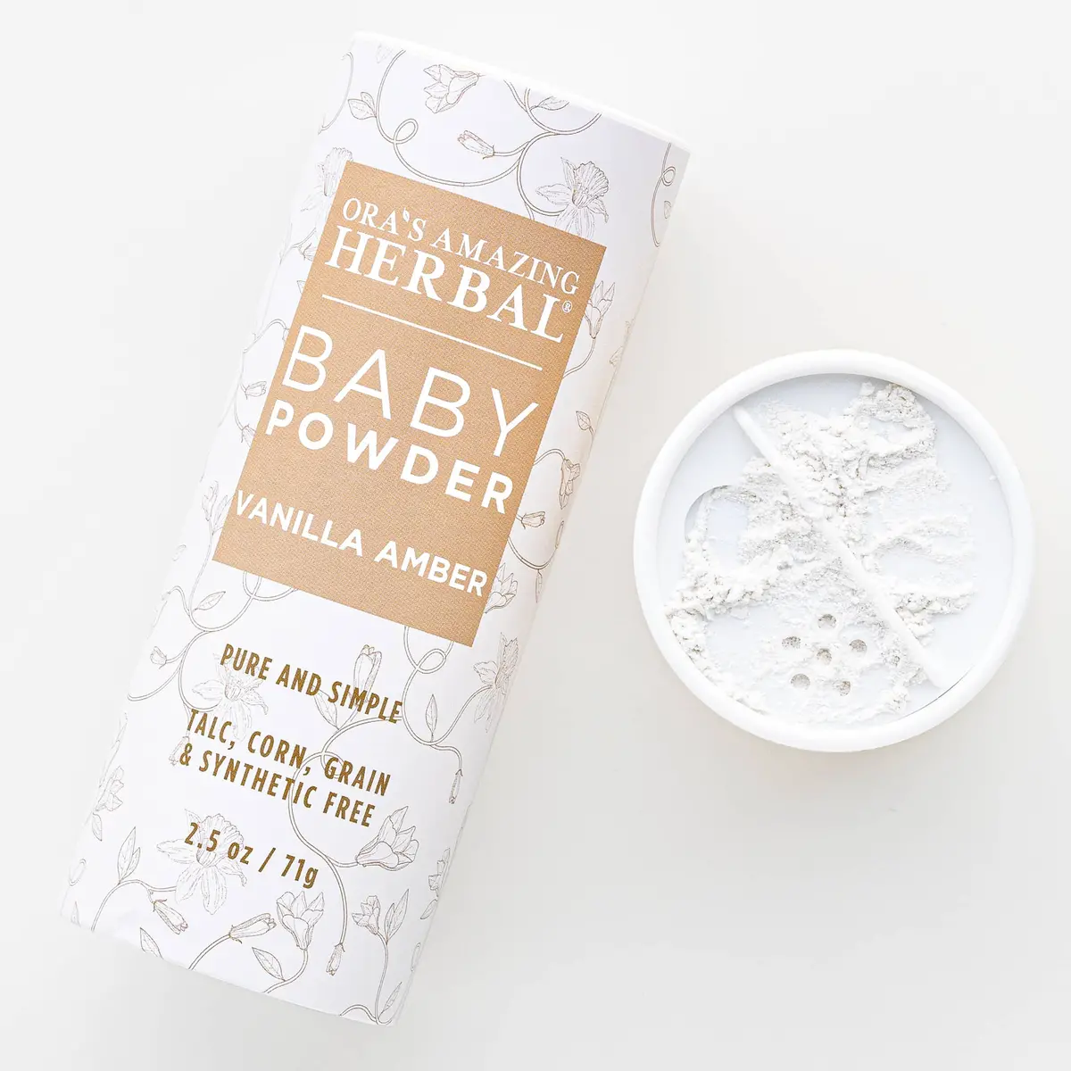 Ora's Amazing Herbal Talc Free Baby Powder, Real Vanilla Amber 1