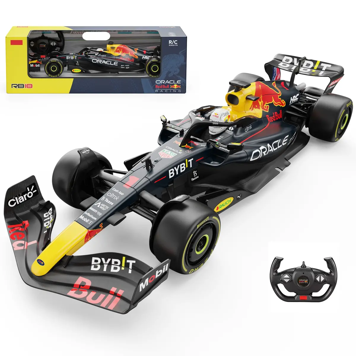 Oracle Red Bull Racing Rb18 Rc Car 1/12 Scale Licensed Remote Control Toy Car, Official F1 Merchandise By Rastar 1