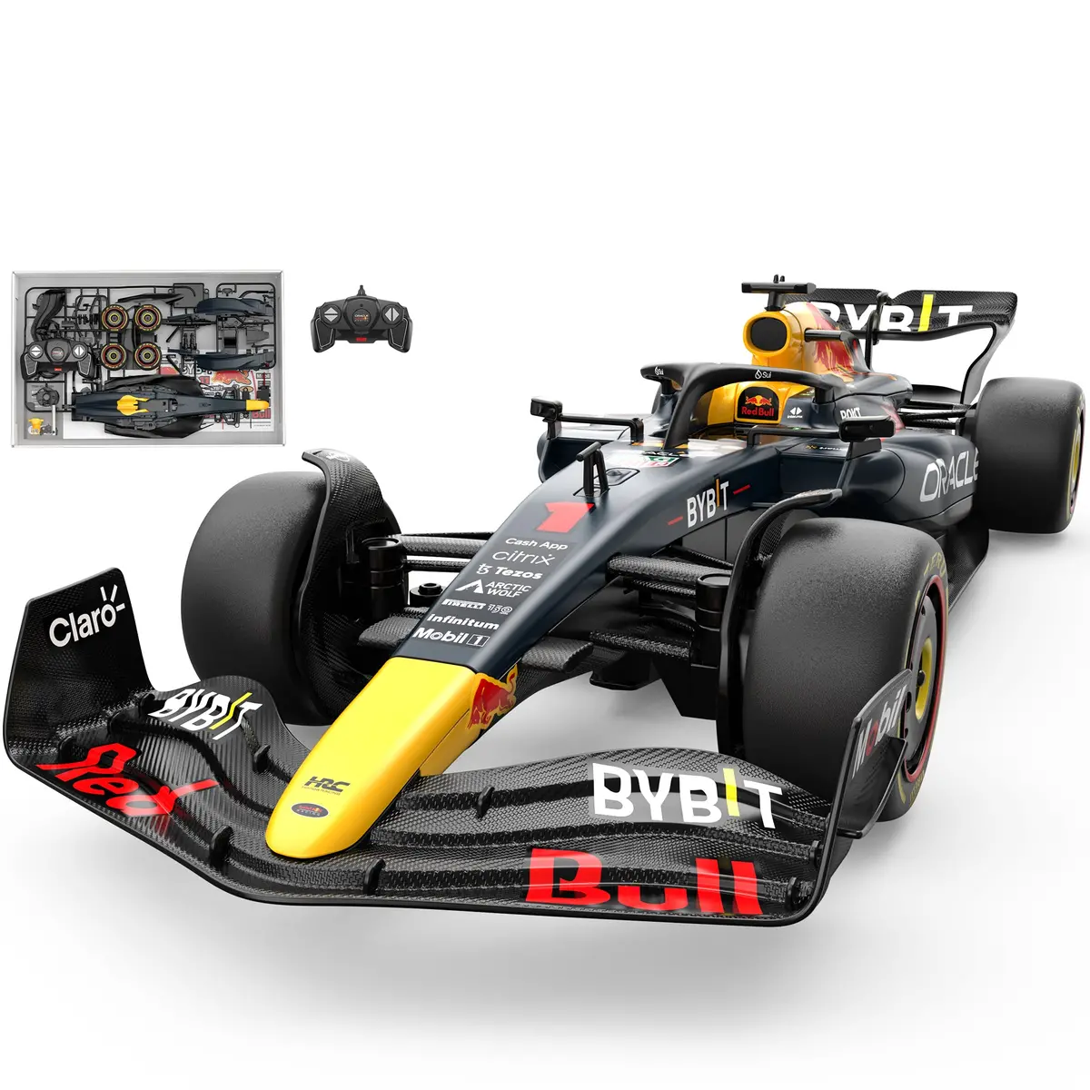 Red Bull F1 Rb19 1/16 Scale Diy Building Kit Licensed With Remote Control And Customization Stickers By Rastar, 55Pcs 1