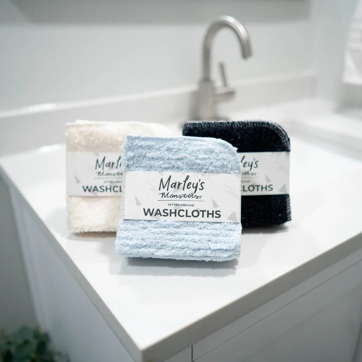 Washcloths: Cotton Chenille - 4 Count Pack 1