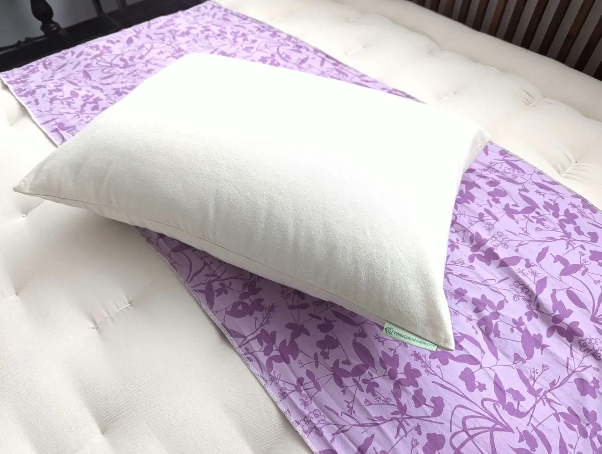 White Lotus Waterproof Organic Cotton Pillow Protector 1