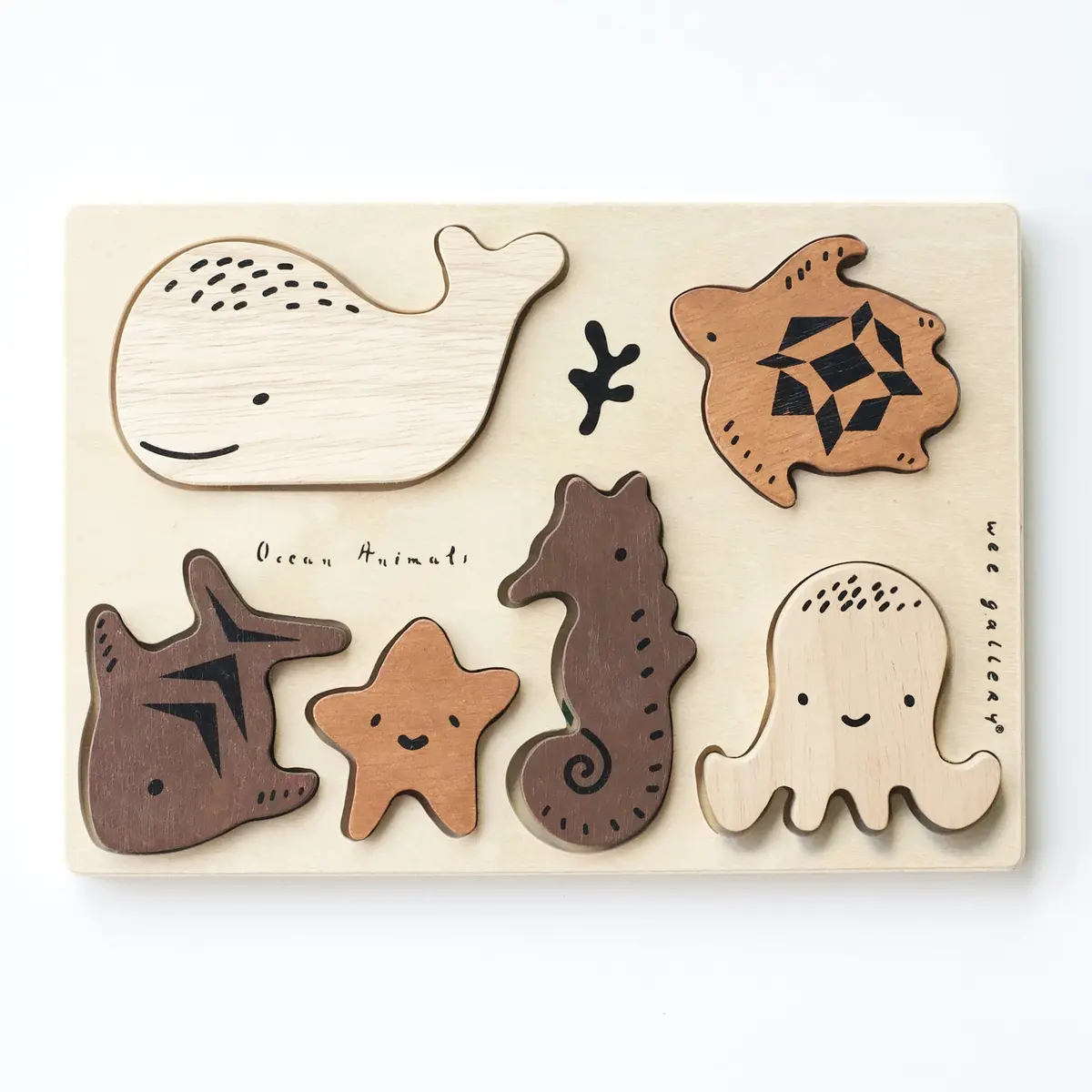 Wee Gallery Wooden Tray Puzzle - Ocean Animals 1