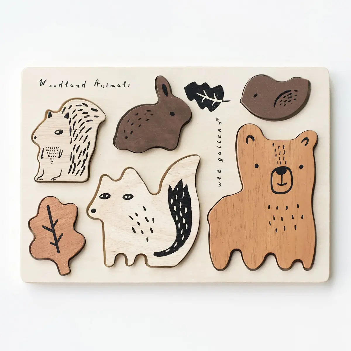 Wee Gallery Wooden Tray Puzzle - Woodland Animals 1
