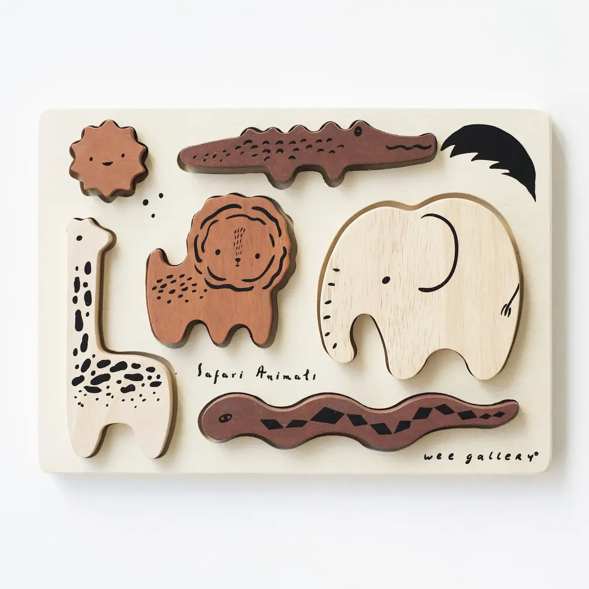 Wee Gallery Wooden Tray Puzzle - Safari Animals 1