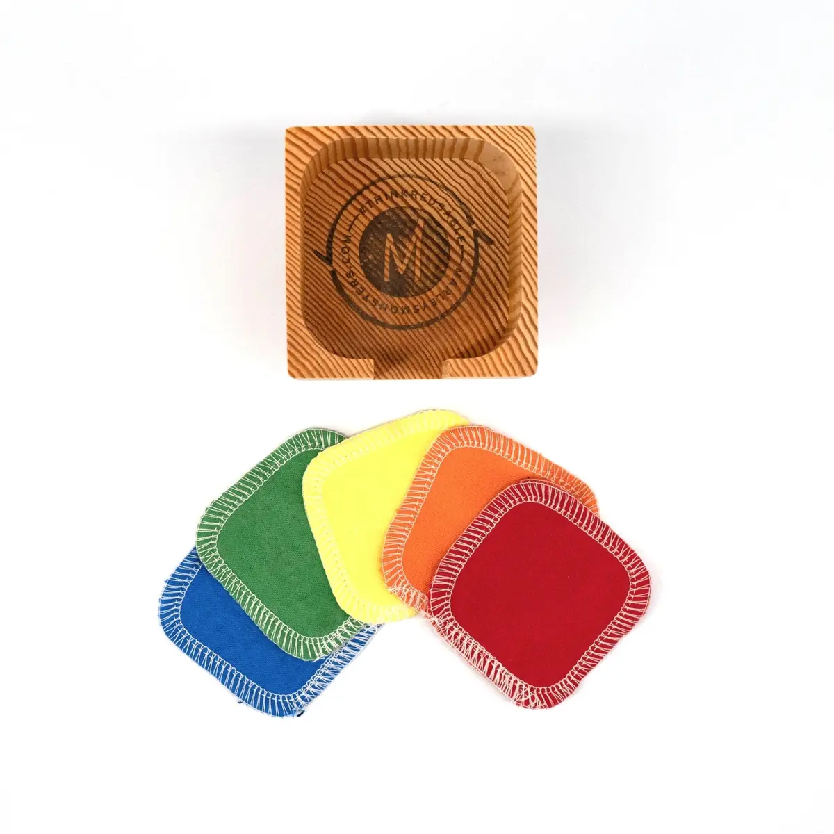 Wooden Facial Round Container With 20-Pack Of Reusable Facial Rounds: Rainbow 1