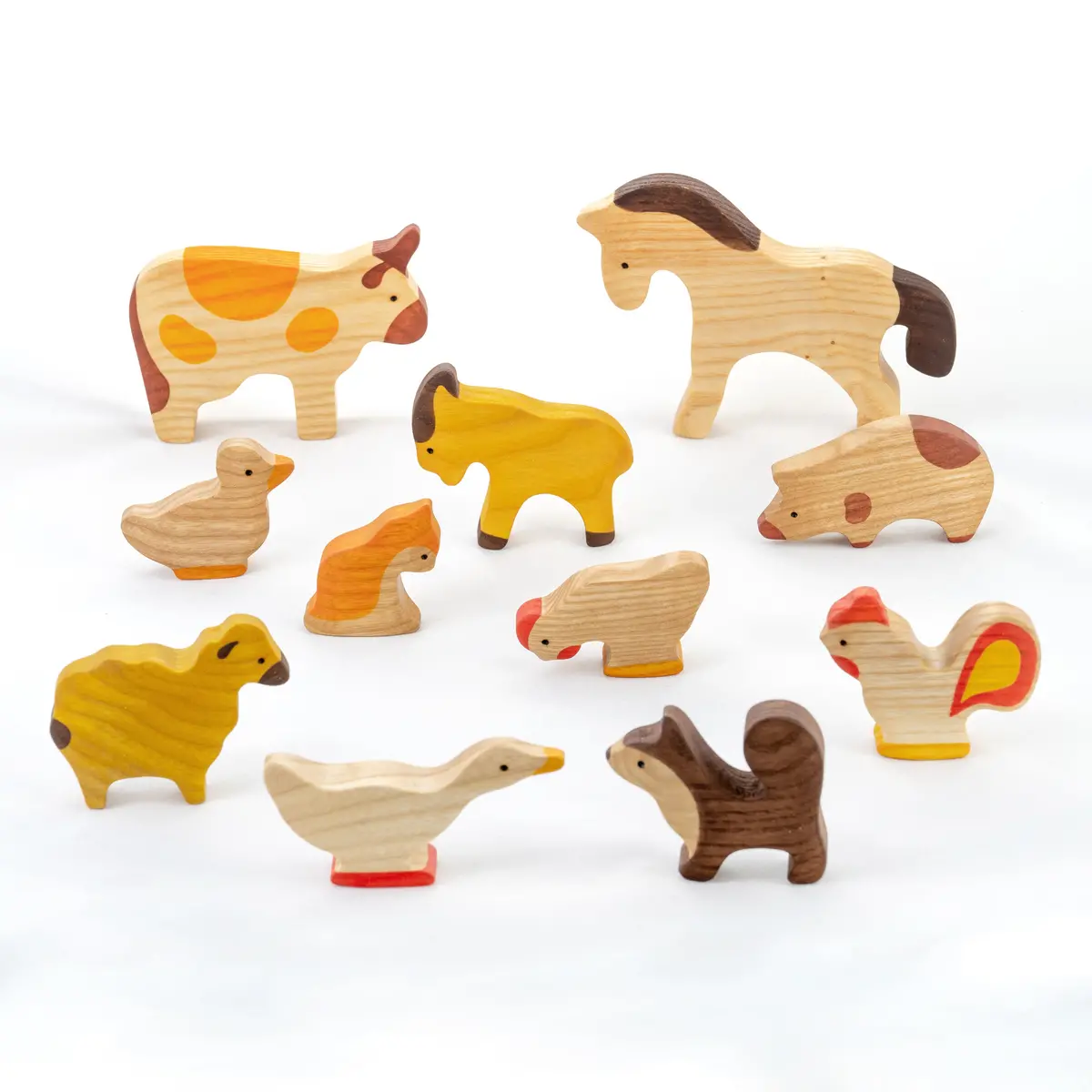 Poppybabyco Wooden Farm Animals Set Painted- 11 Pieces 1