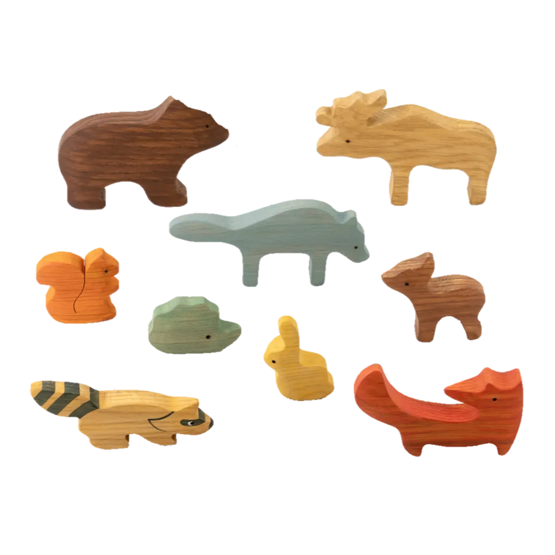 Poppybabyco Wooden Woodland Animals Set Of 9 1
