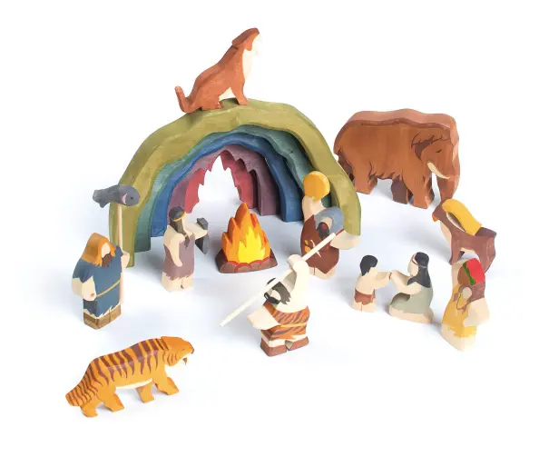 Poppybabyco Prehistoric Wooden Toy Set Of 12 - Cave Collection 1