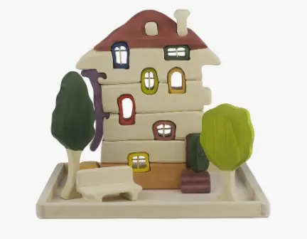 Poppybabyco Wooden House Building Blocks Toy Set 1