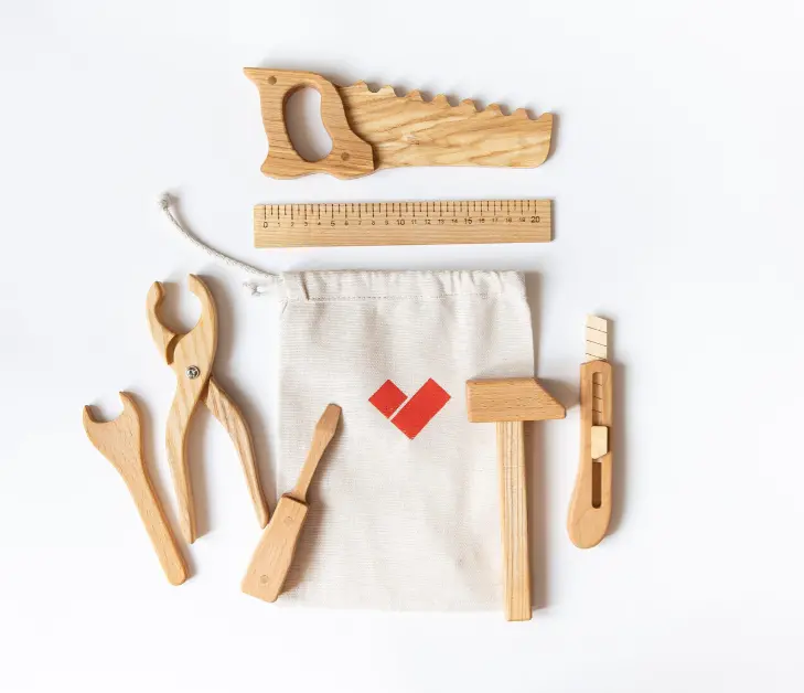 Poppybabyco Wooden Tool Kit For Toddlers 1