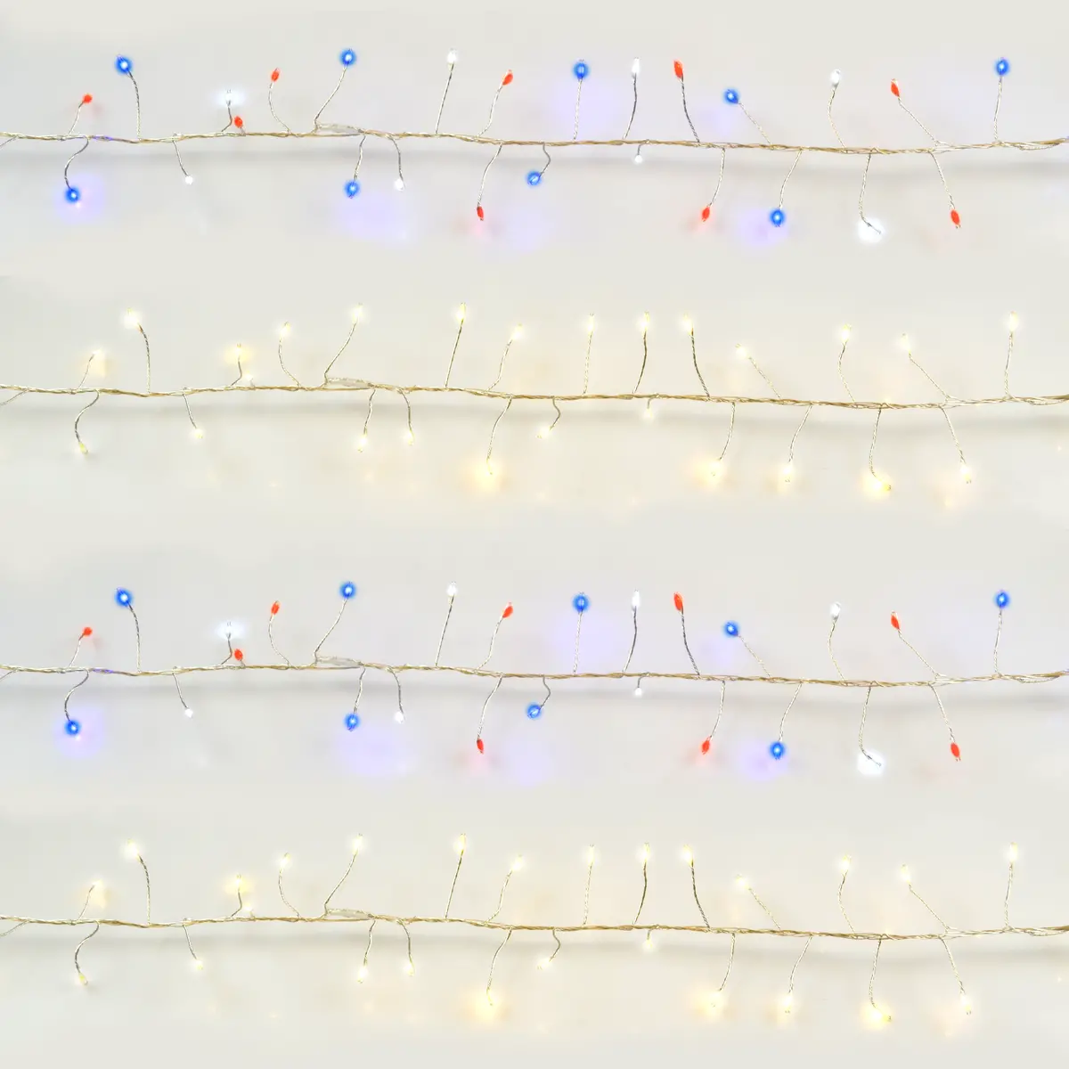 Set Of 150 Professional Grade Battery-Operated Color-Changing Vine Lights (Warm White To Patriotic) 2
