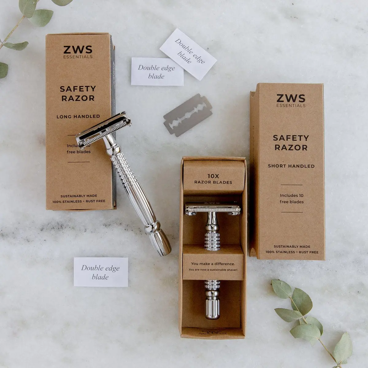 Zero Waste Store Zero Waste Safety Razor - Sustainable Razor - Single Blade, 10 Free Blades 1