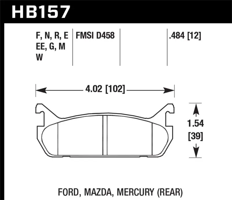 Hawk Blue Race Brake Pads For 1989–1993 Mazda Miata (Na) — Rear Axle (Part #D458) 1