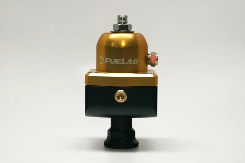Fuelab 555 Adjustable High-Pressure Fuel Pressure Regulator – 25-65 Psi, Dual -8An Outlets, Single -8An Inlet, Gold Finish 1