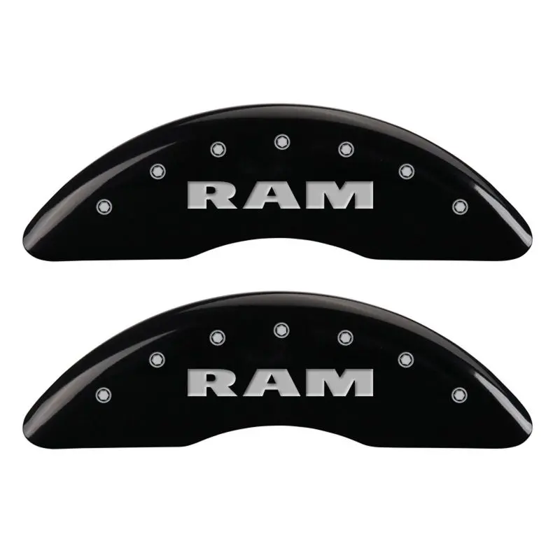 Mgp Engraved 4-Piston Caliper Covers – Front Ram / Rear Ramhead Logo, Black Base W/Silver Accent 1