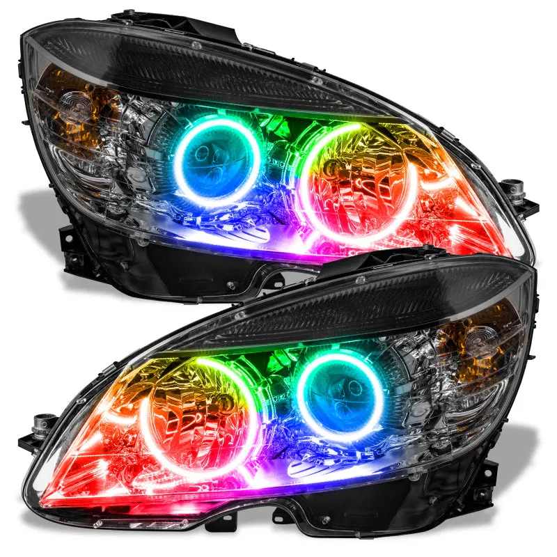 Oracle Lighting Chrome Pre-Assembled Headlights With Colorshift Technology For 2008–2011 Mercedes-Benz C-Class 1