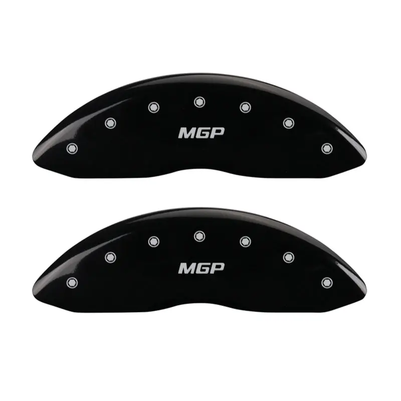 Mgp Engraved 4-Piston Caliper Covers — Front & Rear, Black Finish With Silver Accent 1