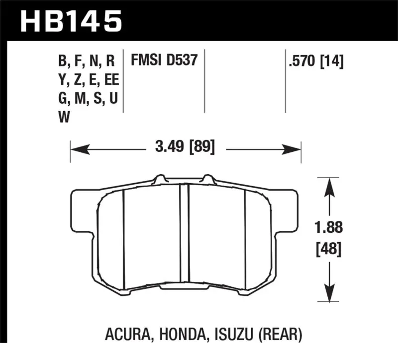 Hawk Hp Plus Rear Brake Pads For 2006+ Honda Civic Si 1