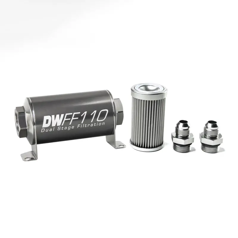 Deatschwerks Stainless Steel Inline Fuel Filter Housing Kit (8An, 10 Micron, 110Mm Length) 1