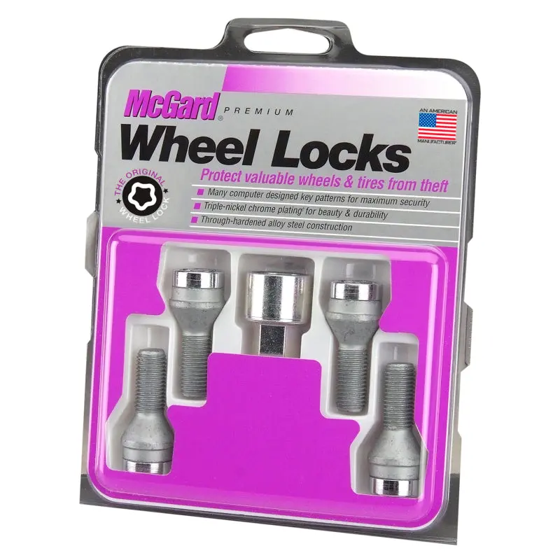 Mcgard Chrome Cone-Seat Wheel Lock Kit – 4-Piece, M14X1.5 Thread, 17Mm Hex, 27.5Mm Shank 1