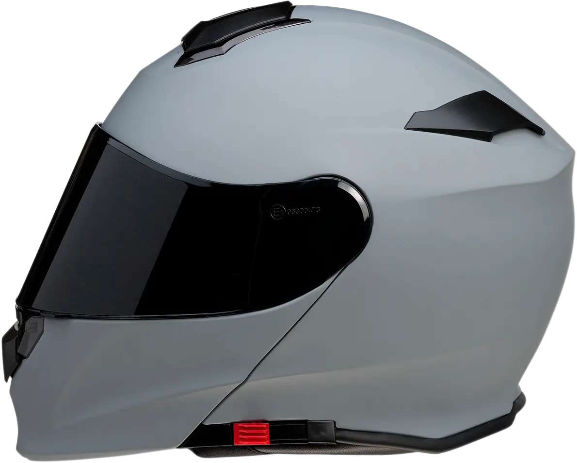 Z1R Solaris Modular Motorcycle Helmet – Primer Gray Shell With Smoke Visor, Large Size 1