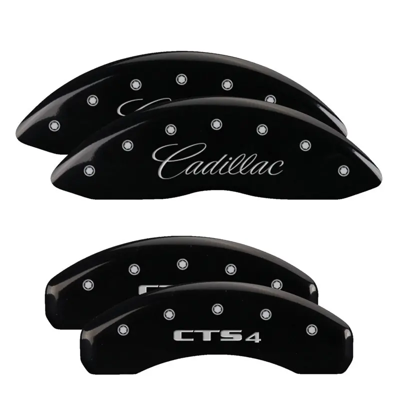 Mgp Engraved 4-Piston Caliper Covers – Front & Rear For 2018 Cadillac Cts (Black W/ Silver Accent) 1