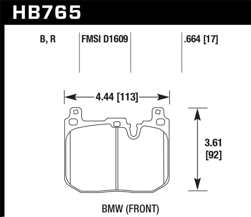 Hawk 2017 Bmw 440I/M2-4 Black Hp Plus Front Brake Pads 1